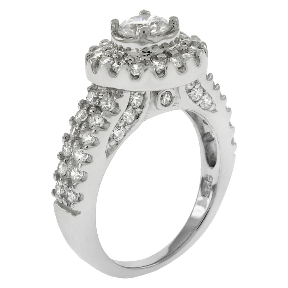 Sterling Silver 5mm Round Halo Engagement Ring