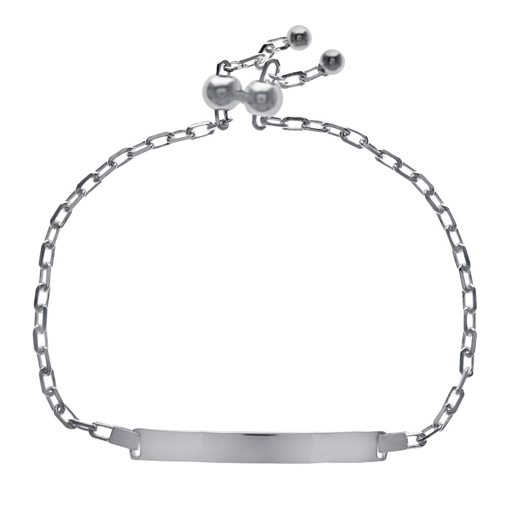 adjustable silver id bracelet