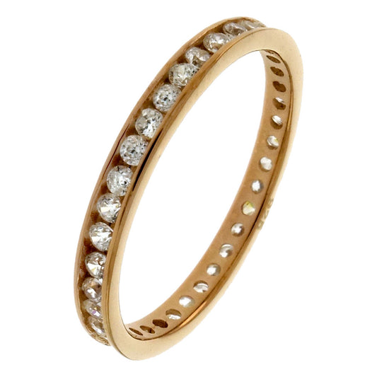 Sterling Silver 1 5mm Round CZ Channel Set Eternity Rose Gold Plated Ring