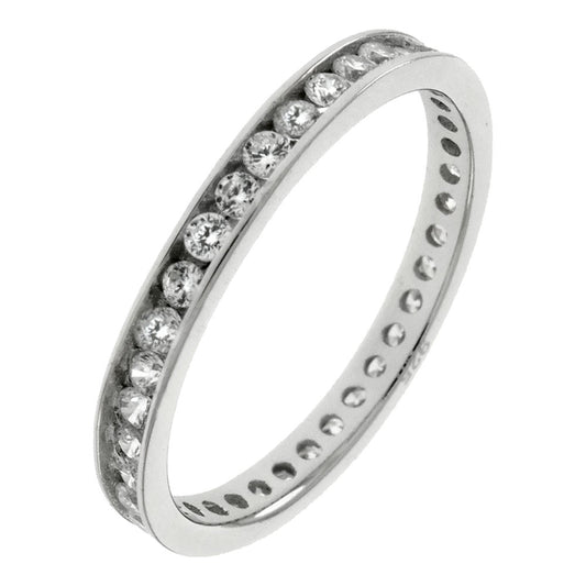 Sterling Silver 1.5mm Round CZ Channel Set Eternity Ring