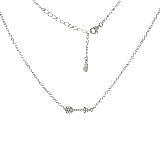 CZ Arrow Rhodium Pendant Necklace