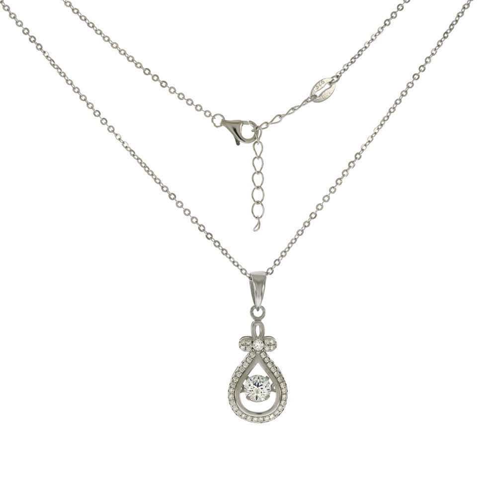 Rolo D C W Dancing CZ in Motion Rhodium Necklace