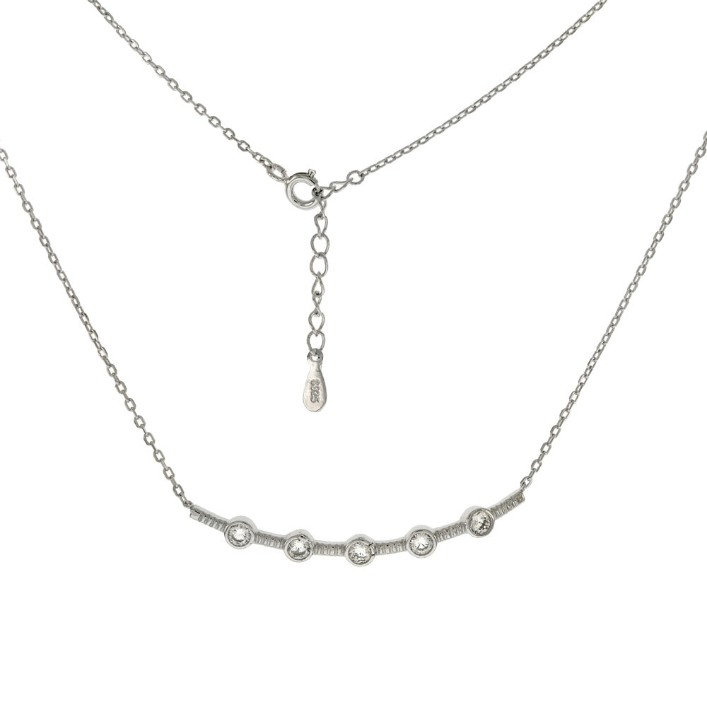 D C Cable Chain W CZ Bar Necklace