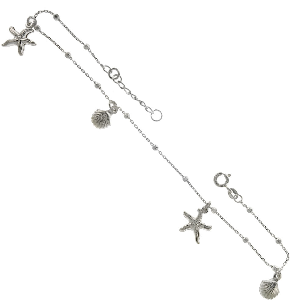 Starfish and Seashell Charm Anklet