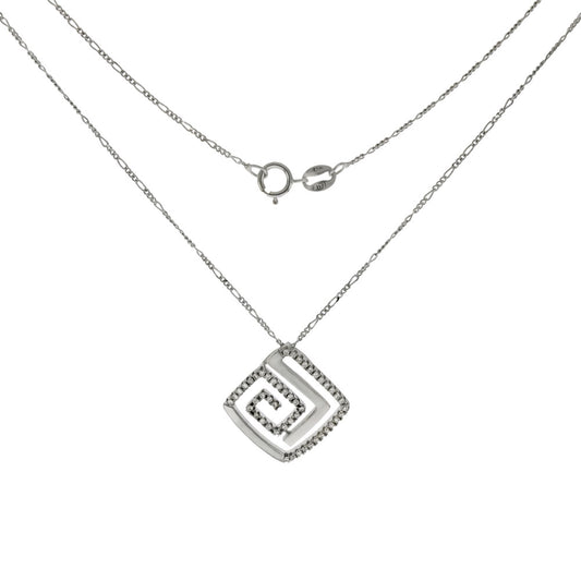 CZ Greek Symbol W 0 5MM 16 Figaro Rhodium Chain