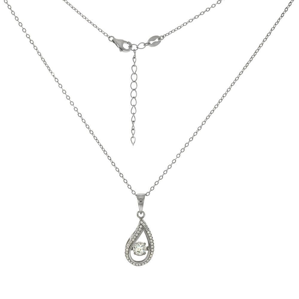 Rolo D C W Dancing CZ in Motion Rhodium Necklace