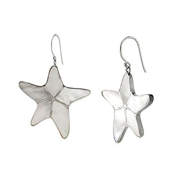Sterling Silver Starfish Pearl Shell Earrings
