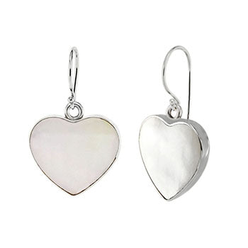 Sterling Silver Mabe Pearl Shell Heart Earrings