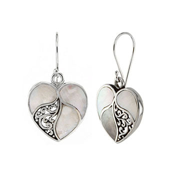 Sterling Silver Shell Heart Earrings