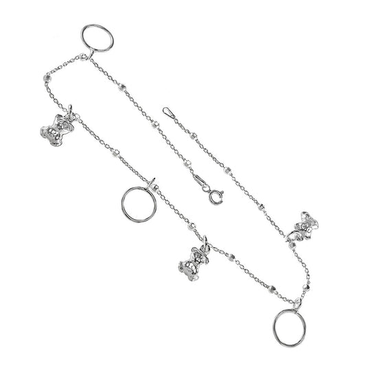 teddy bear and circle charms sterling silver anklet bracelet