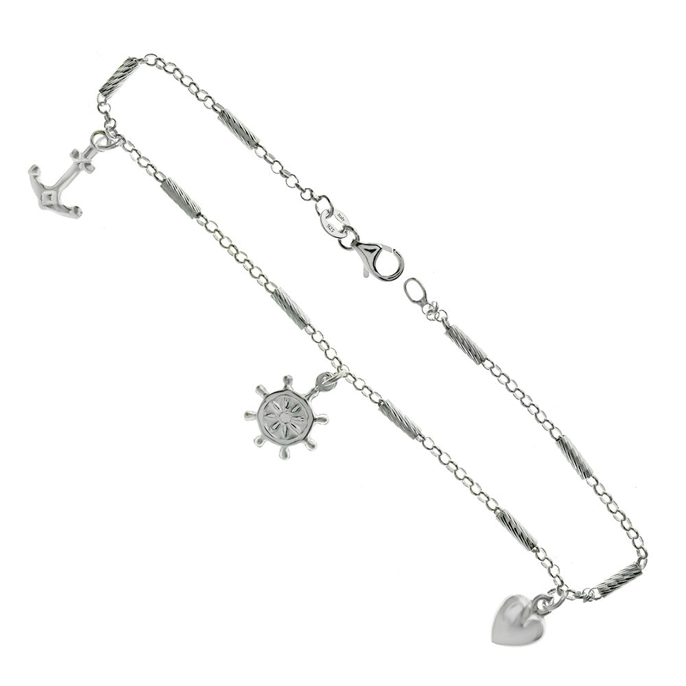 sterling silver ankle bracelet and charms for sea lovers