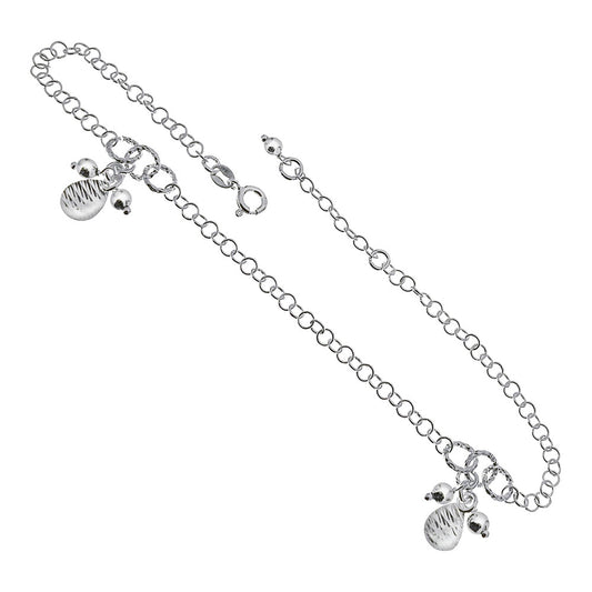 Italian Sterling Silver Rolo W Charms Anklet