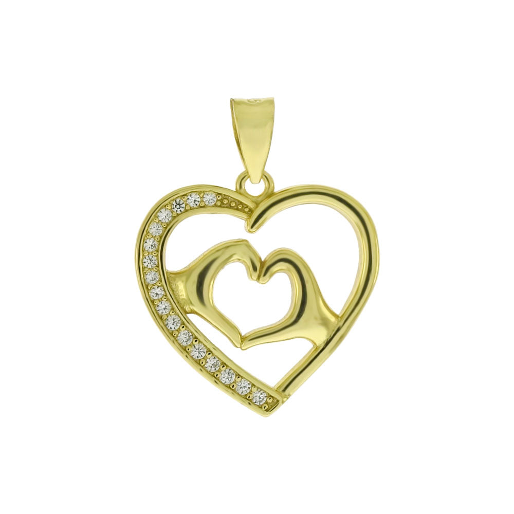 Gold Plated Heart CZ Pendant