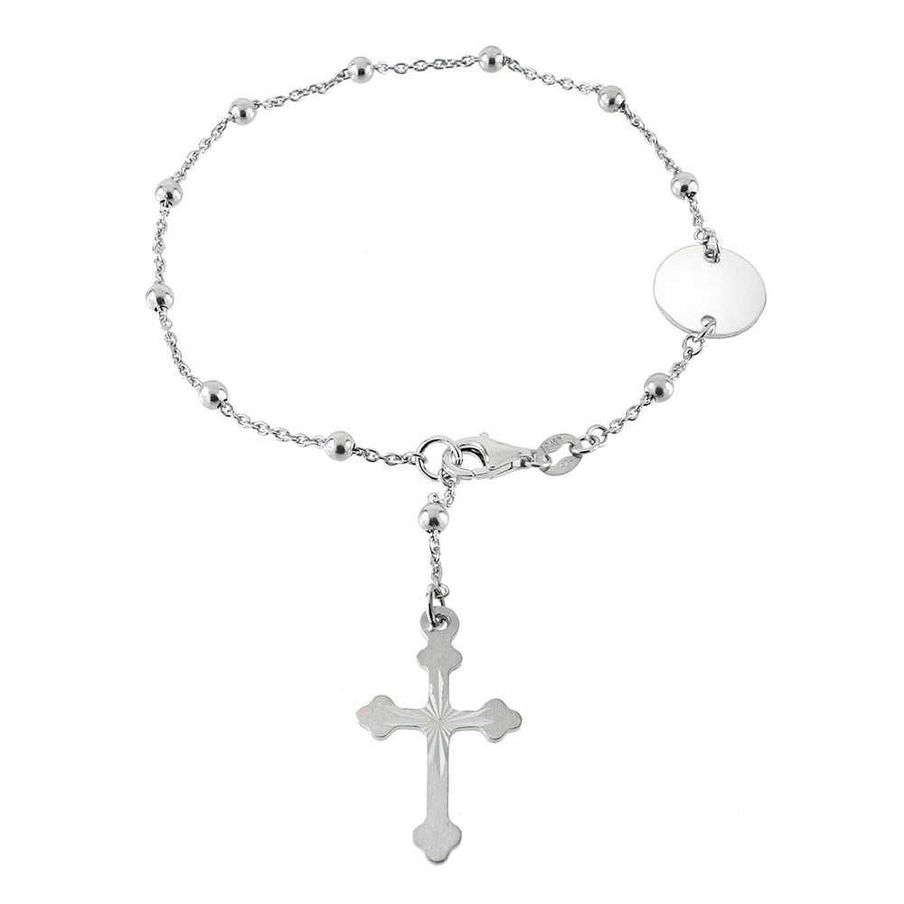 sterling silver bracelet with gothic cross charm pendant