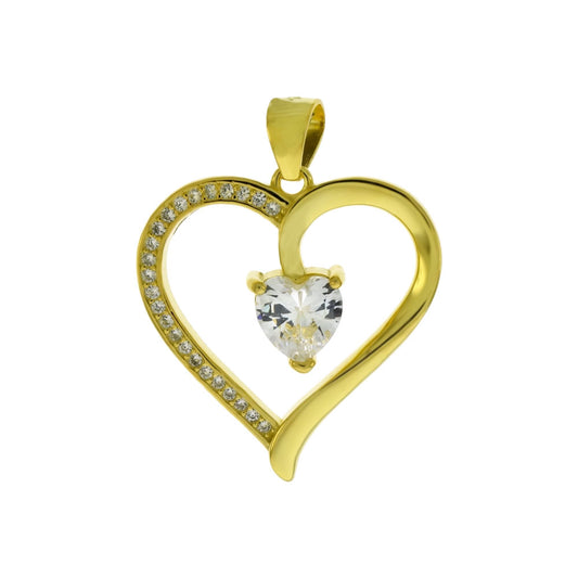 Gold Plated Heart CZ Pendant