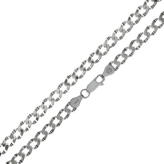 Italian Curb Deck Pave Bracelet Chain (6mm)