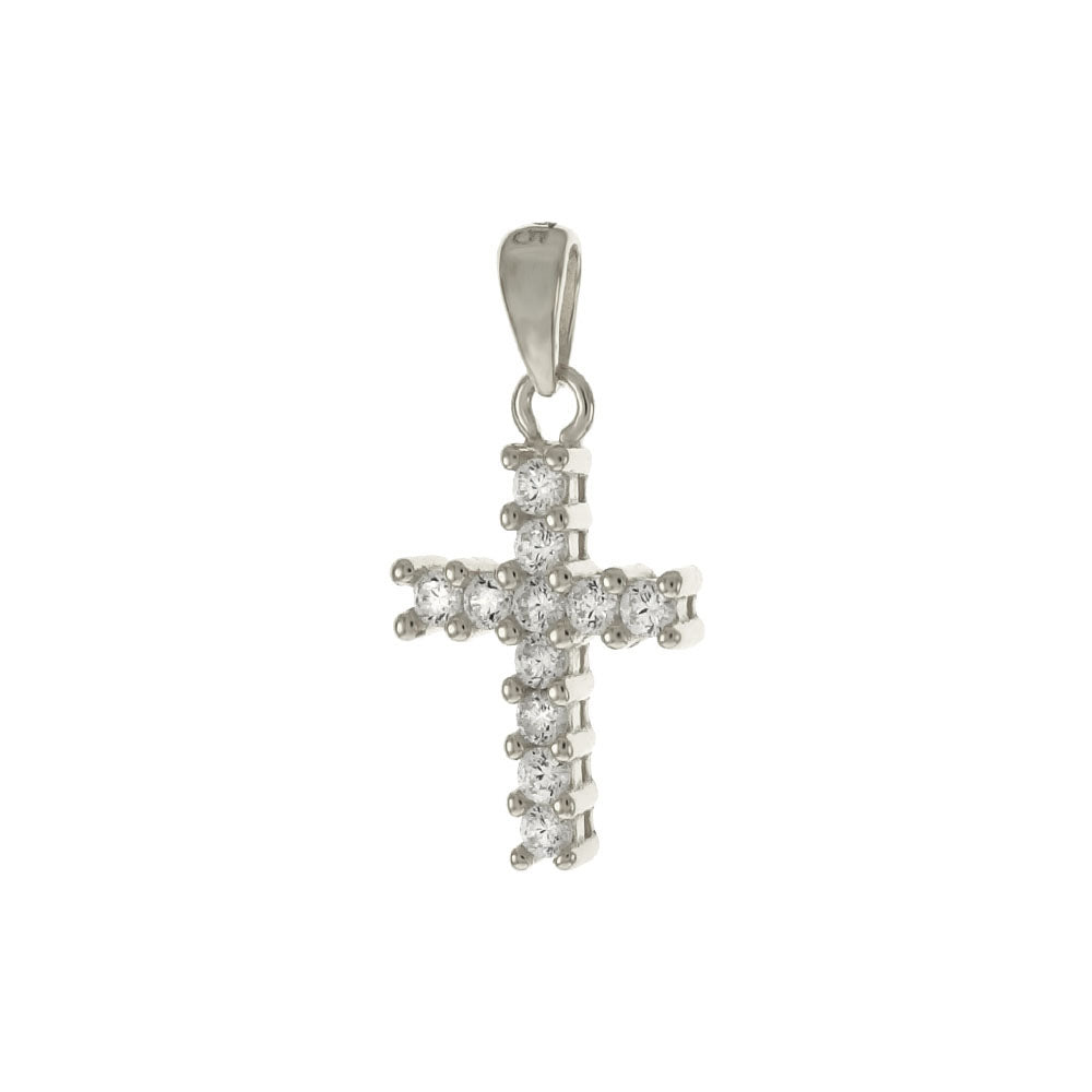 Sterling Silver Cubic Zirconia Small Cross Pendant