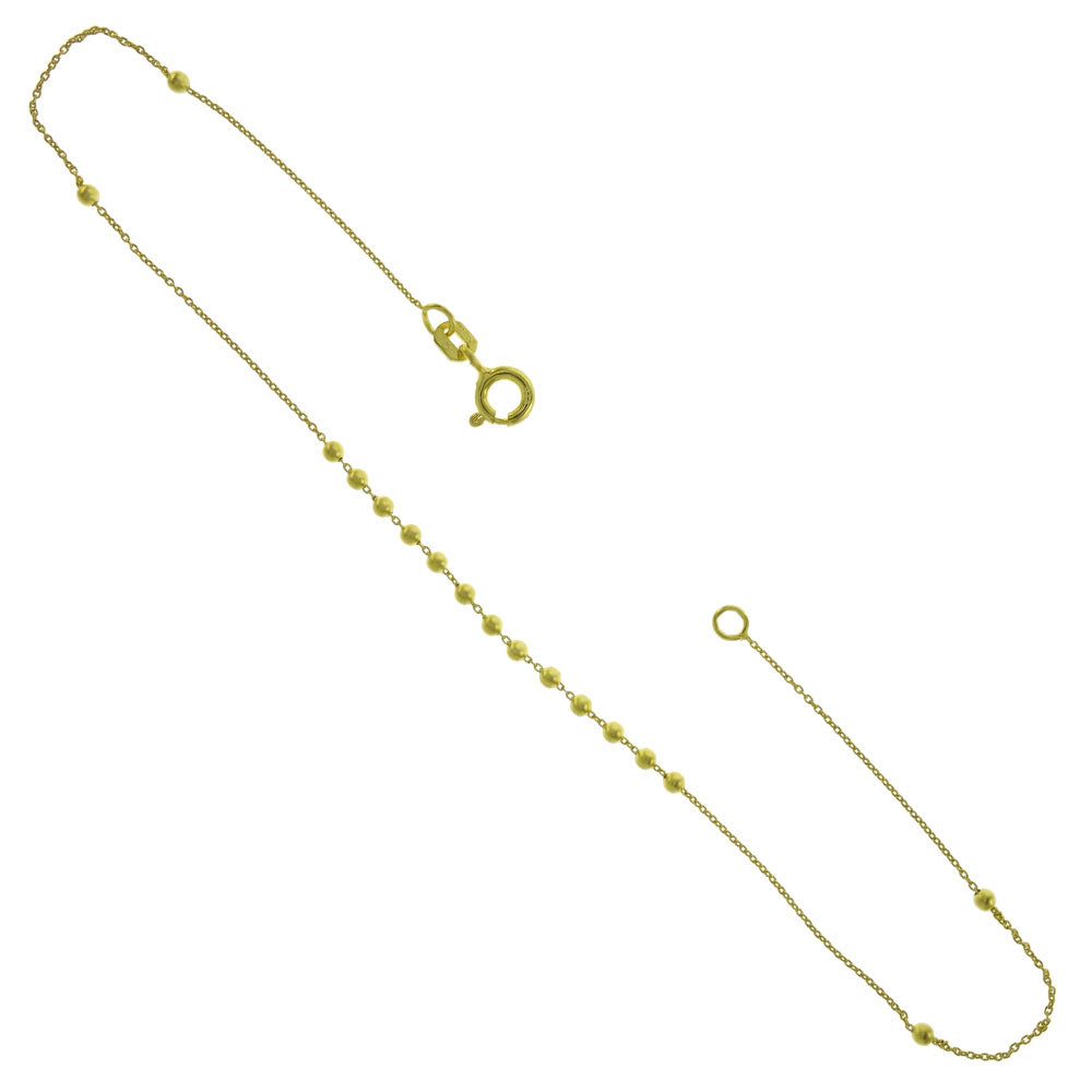 Gold-Plated Bead Rolo Chain Anklet