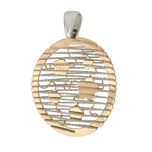 Italian Sterling Silver 3D Laser Cut Rhodium Rose Gold Plated Pendant