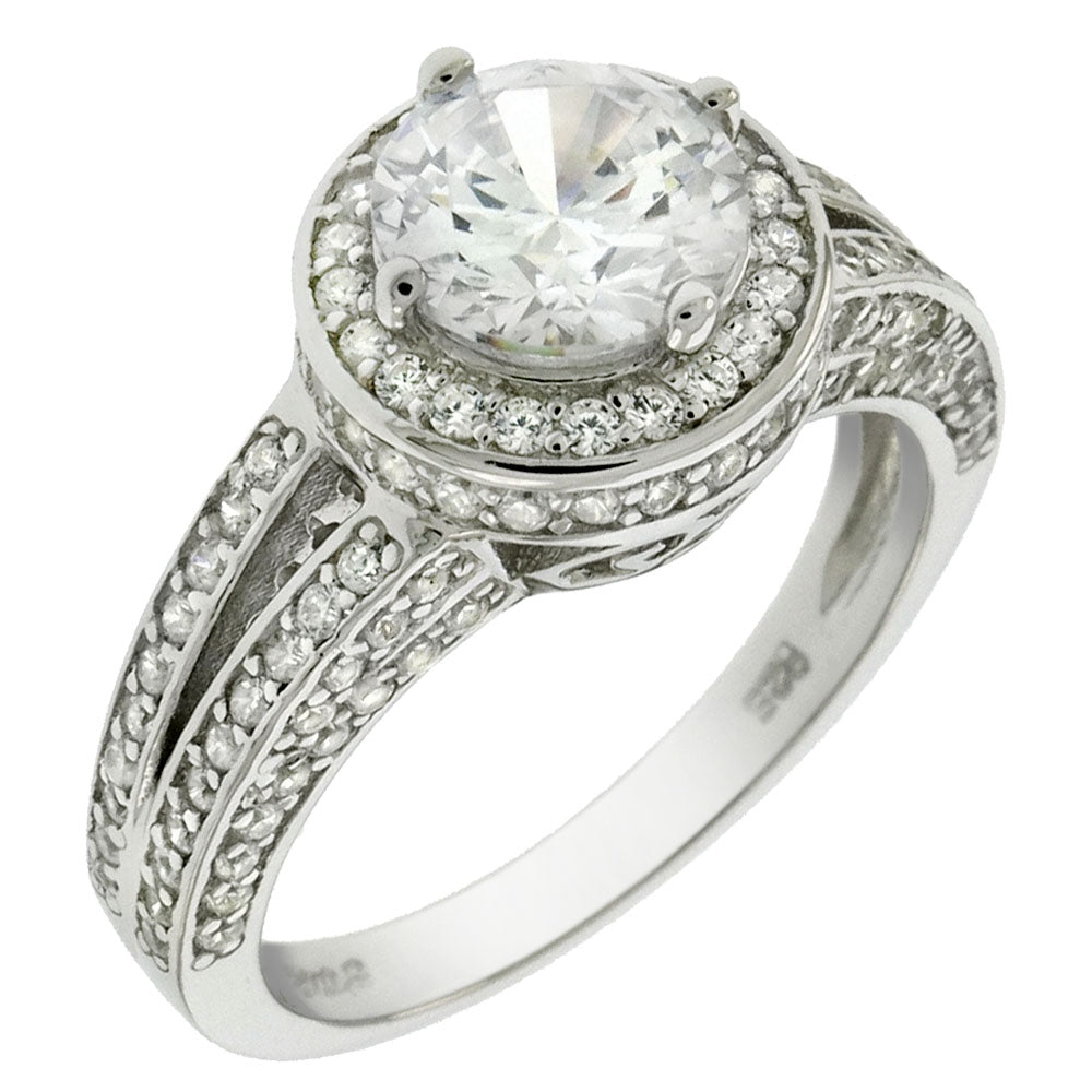 Sterling Silver 6 5mm Halo Engagement Ring