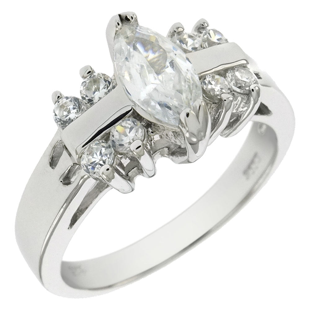 Sterling Silver Marquise Cubic Zirconia Promise Ring