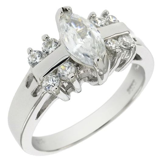 Sterling Silver Marquise Cubic Zirconia Promise Ring