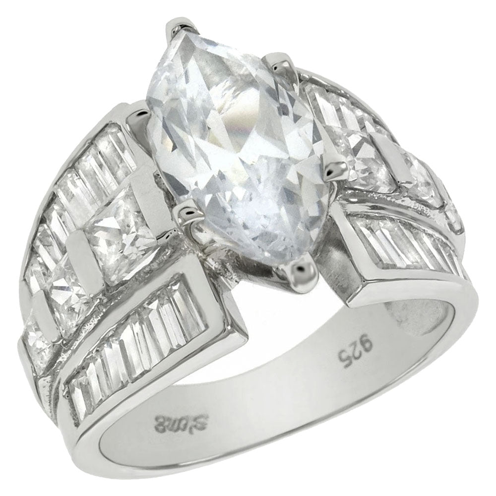 Marquise Cubic Zirconia with Thick Band Engagement Ring