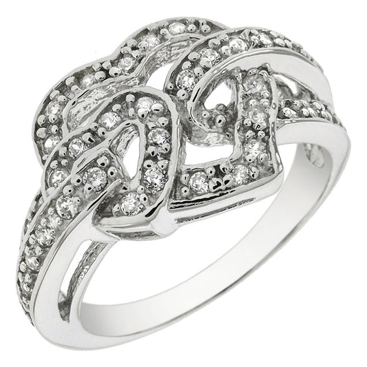 Sterling Silver Pave Heart Cubic Zirconia Ring