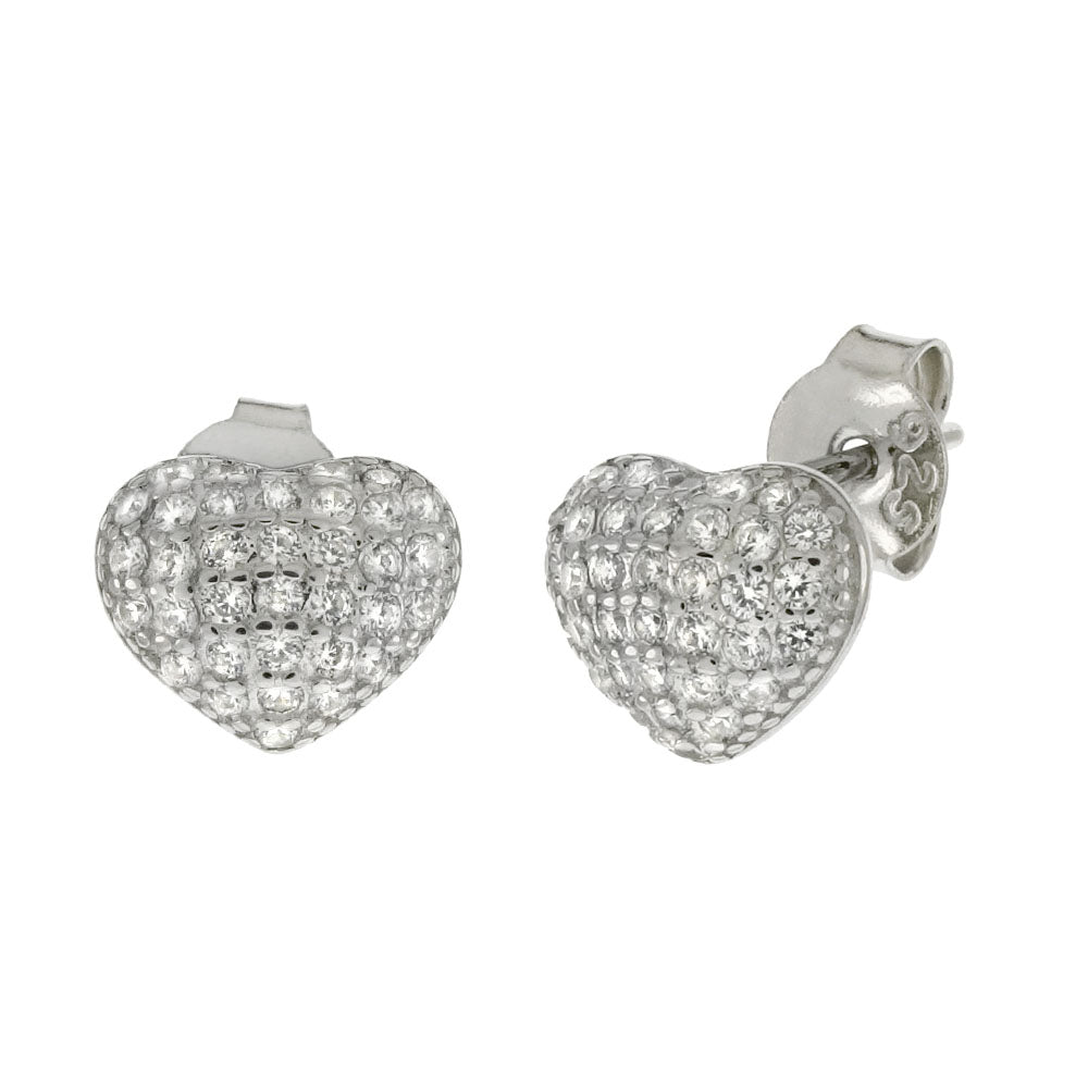 Heart Micro Pave CZ Stud Earrings