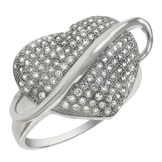 Sterling Silver Micro Pave CZ Heart Ring