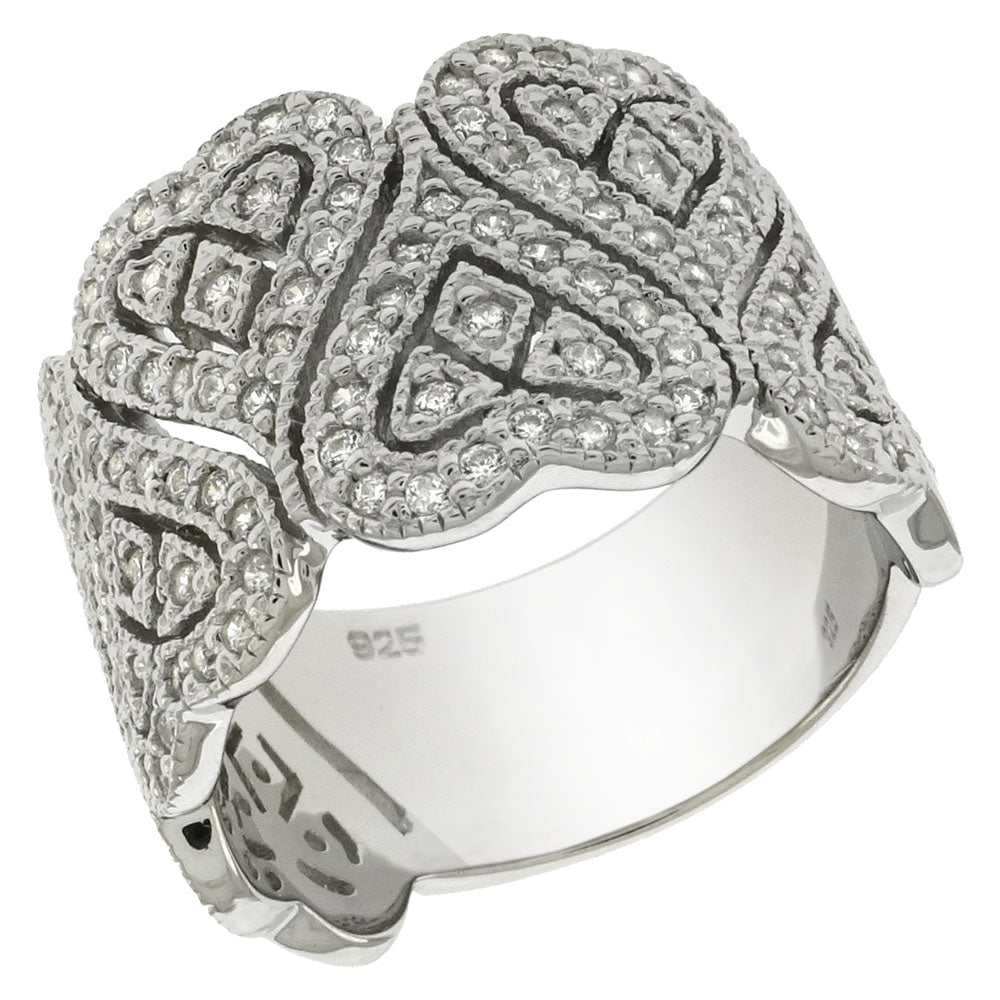 Cubic Zirconia Heart Shape Band Ring