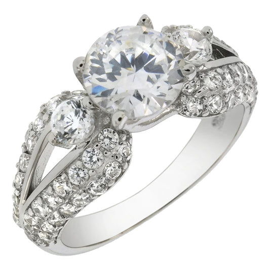 Triple Round Cut Cubic Zirconia Engagement Ring