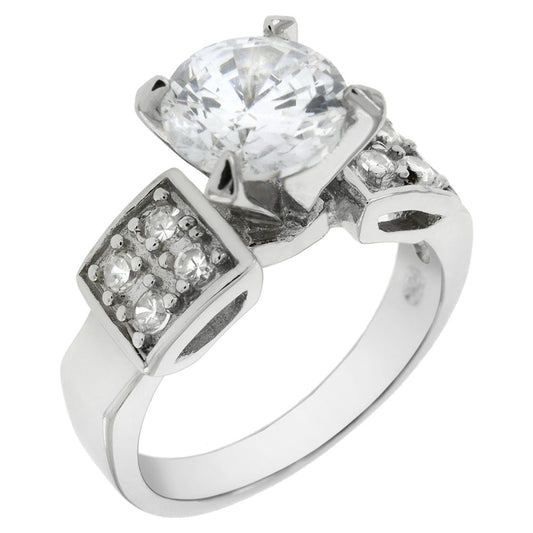 Sterling Silver Cubic Zirconia 7MM Engagement Ring