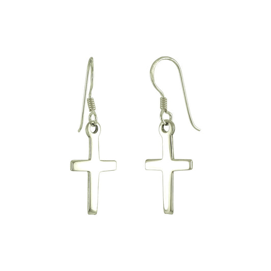 925 Sterling Silver Dangle Cross Earrings