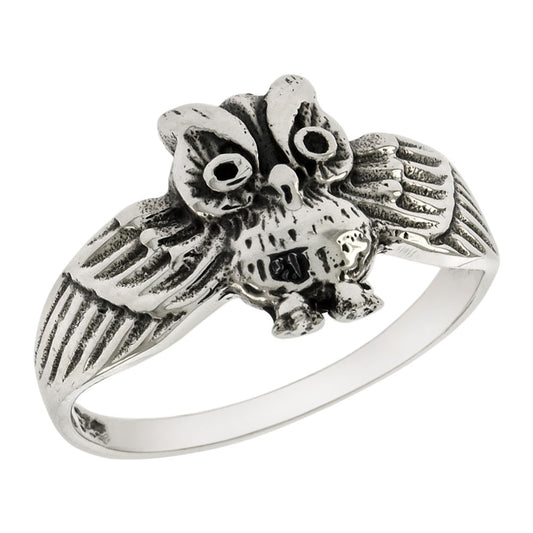 Flying Owl Sterling Silver Oxidized Ring