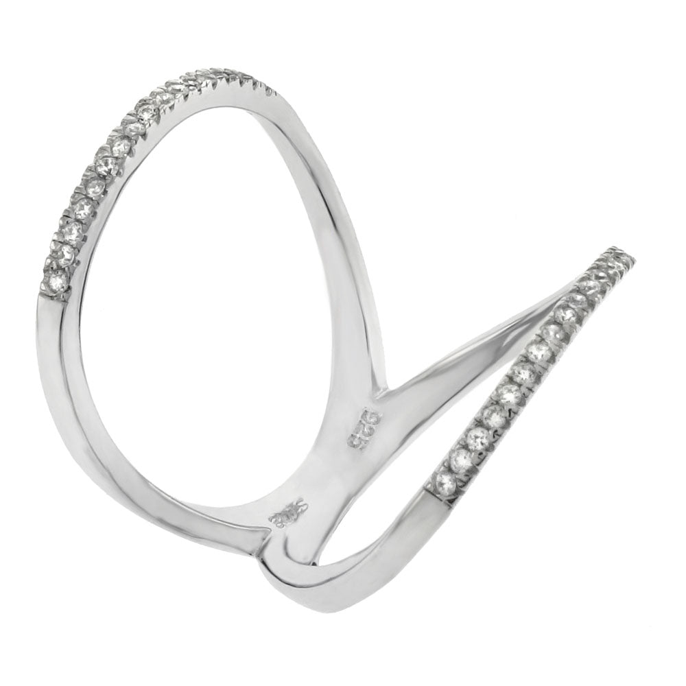 Sterling Silver Double Line Cubic Zirconia Ring