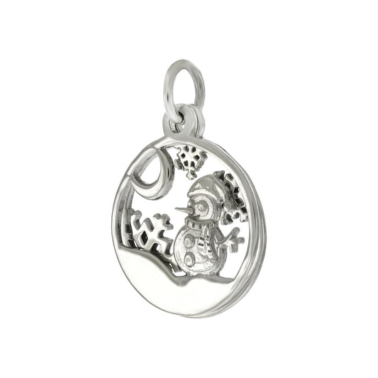 Sterling Silver High Polished Laser Cut Snowman Pendant