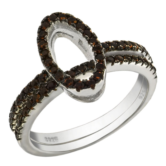 Nano Stone Sterling Silver Rhodium Ring Set