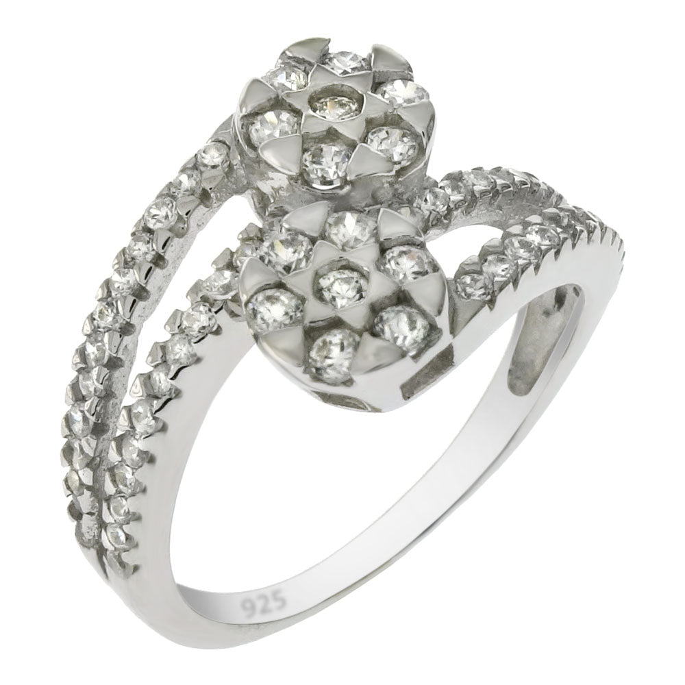 Sterling Silver Cubic Zirconia Flower CZ Ring