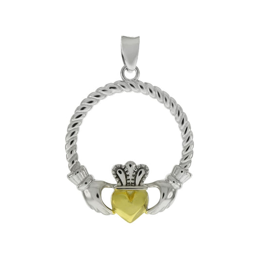 Silver and Gold Irish Claddagh Charm Pendant