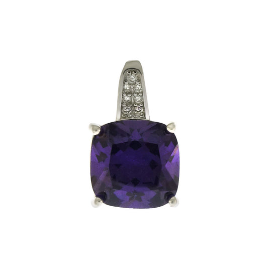 Princess Cut Amethyst with Halo Pendant