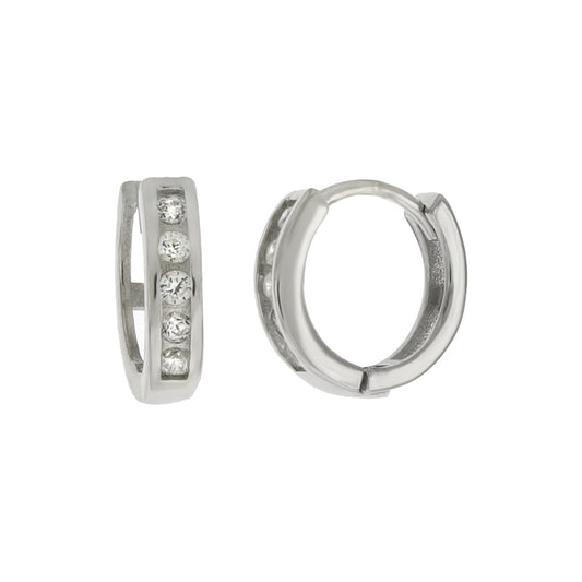 Channel Set CZ Huggie Hoop Earrings