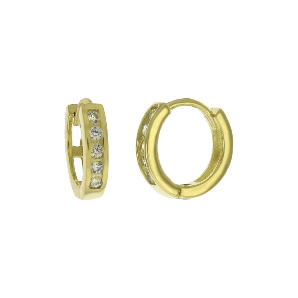 Channel Set CZ Huggie Hoop Earrings