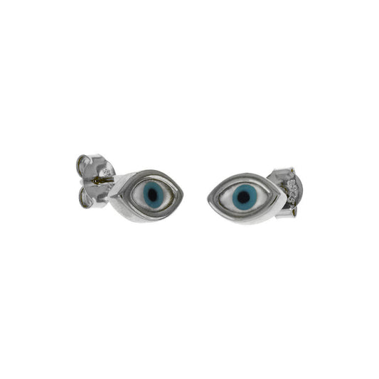 Evil Eye Rhodium Stud Earrings