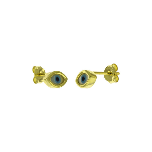 evil eye silver earrings with gold plating