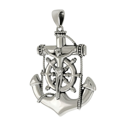 Crucifix Anchor High Polished Pendant