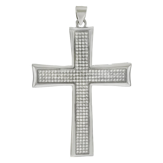 Sterling Silver Micro Pave Cubic Zirconia Cross Pendant