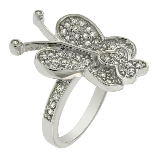 Sterling Silver Cubic Zirconia Butterfly Ring