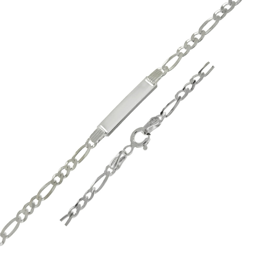 5mm figaro chain sterling silver id bracelet