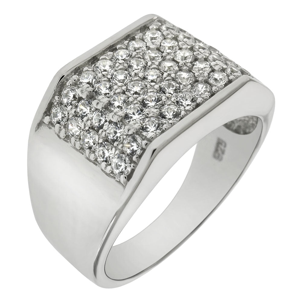 Micro Pave CZ Square Shape Unisex Ring